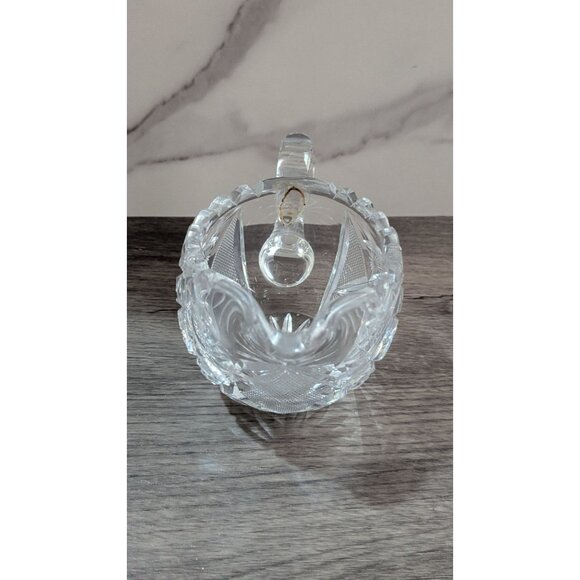 Cut Glass Crystal Creamer Pitcher Elegant Handled Design 4" Vintage Clear Table - Picture 5 of 10